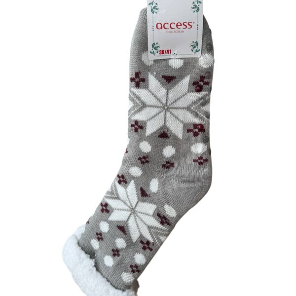 Chaussettes Cocoon Noël Beige dessin bordeau