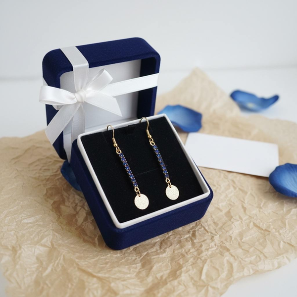 Halsketting, Oorringen, Armband blauw steentje Elle D'Elle