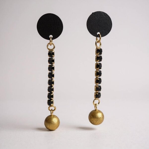 Oorringen Goudkleur en zwart Elle D'Elle