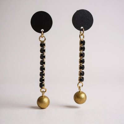 Oorringen Goudkleur en zwart Elle D'Elle