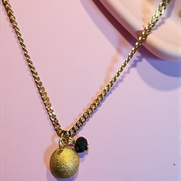 Halsketting, Oorringe, Armband Goudkleurig Zwart Elle D'Elle