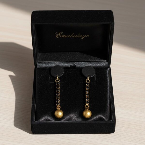 Halsketting, Oorringe, Armband Goudkleurig Zwart Elle D'Elle