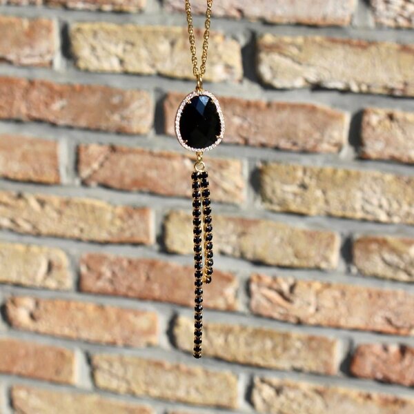 Halsketting, Oorringe, Armband Goudkleurig Zwart Elle D'Elle