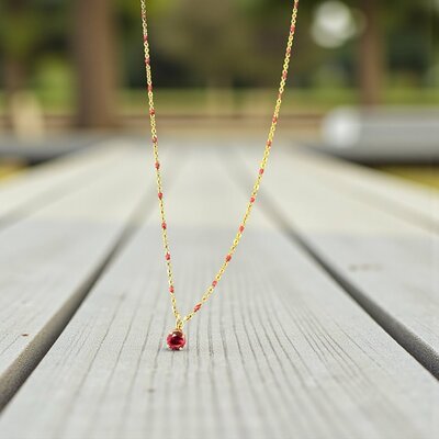 Collier Pierre Rouge Elle D'Elle