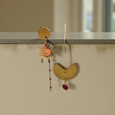 Oorringen Asymetrisch Rood Rood Elle D'Elle