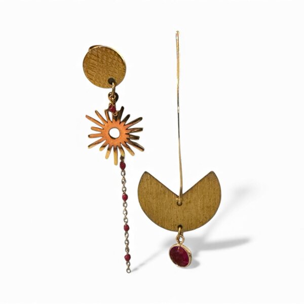 Oorringen Asymetrisch Rood Rood Elle D'Elle