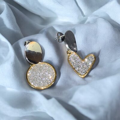 Oorringe Hartje en rond Elle D'Elle