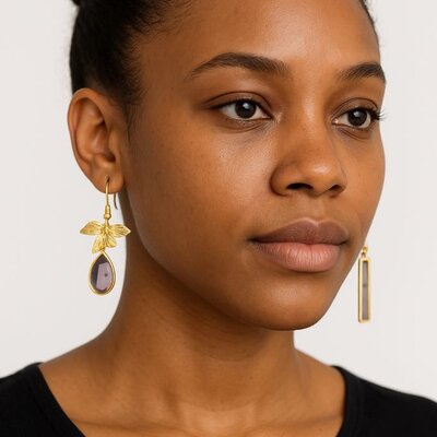 Oorringen asymetrisch Lichtroze doorzichtig Elle D'Elle