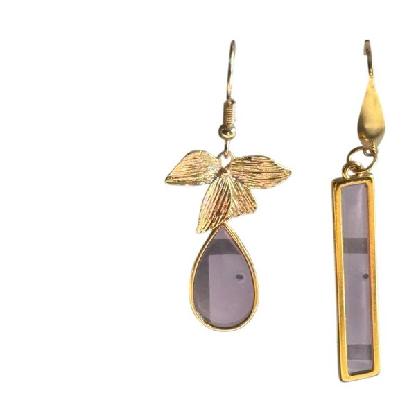 Oorringen asymetrisch Lichtroze doorzichtig Elle D'Elle