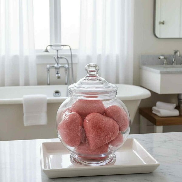 Bombes  de bain forme cœur au délicieux parfum framboise pour des bains détente.