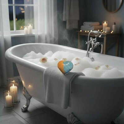 Bombes de bain forme cœur au  parfum Linge Propre pour des bains détente