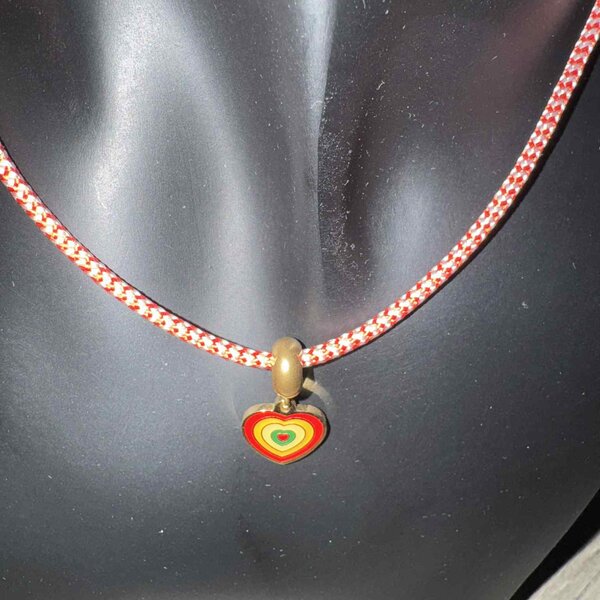 Collier Cœur tri color (Collier Cordon Tressé)