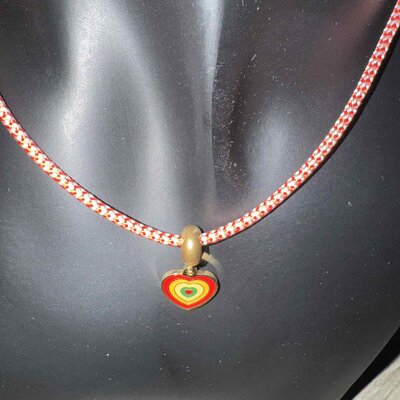 Collier Cœur tri color (Collier Cordon Tressé)