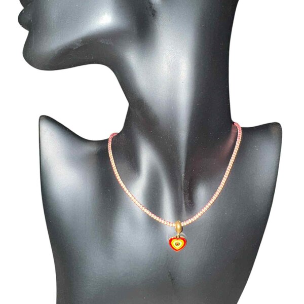 Collier Cœur tri color (Collier Cordon Tressé)
