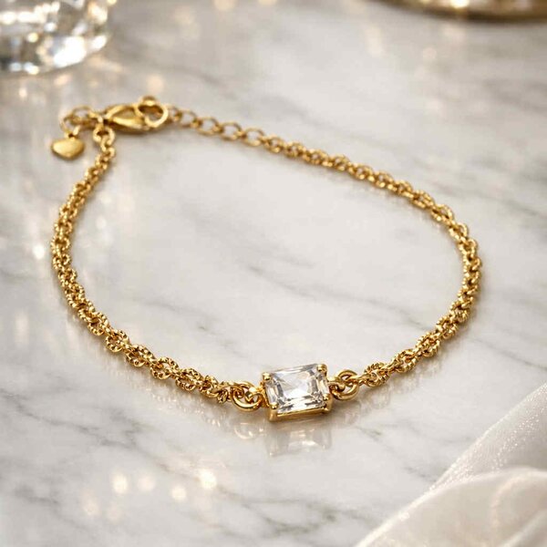 Bracelet Doré pierre rectangulaire scintillante
