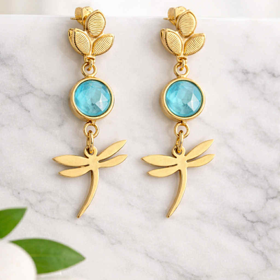 Boucles D'Oreilles Libellule Azur