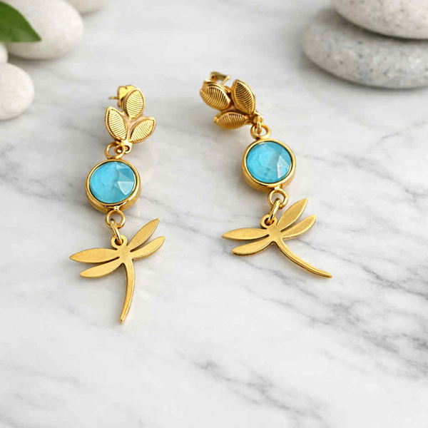 Boucles D'Oreilles Libellule Azur