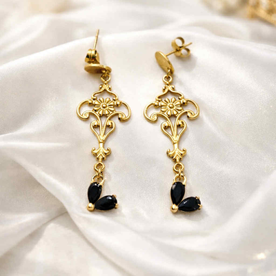 Boucles D'Oreilles Elle D'Elle Noire Impériale