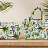 Sac et trouse beige/couleurs matelassé avec imprimé jungles