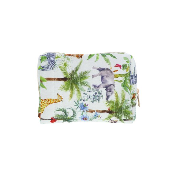 Sac et trouse beige/couleurs matelassé avec imprimé jungles
