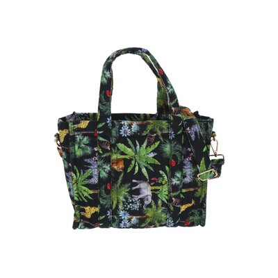 Sac a main noir/couleur matelassé imprime jungles